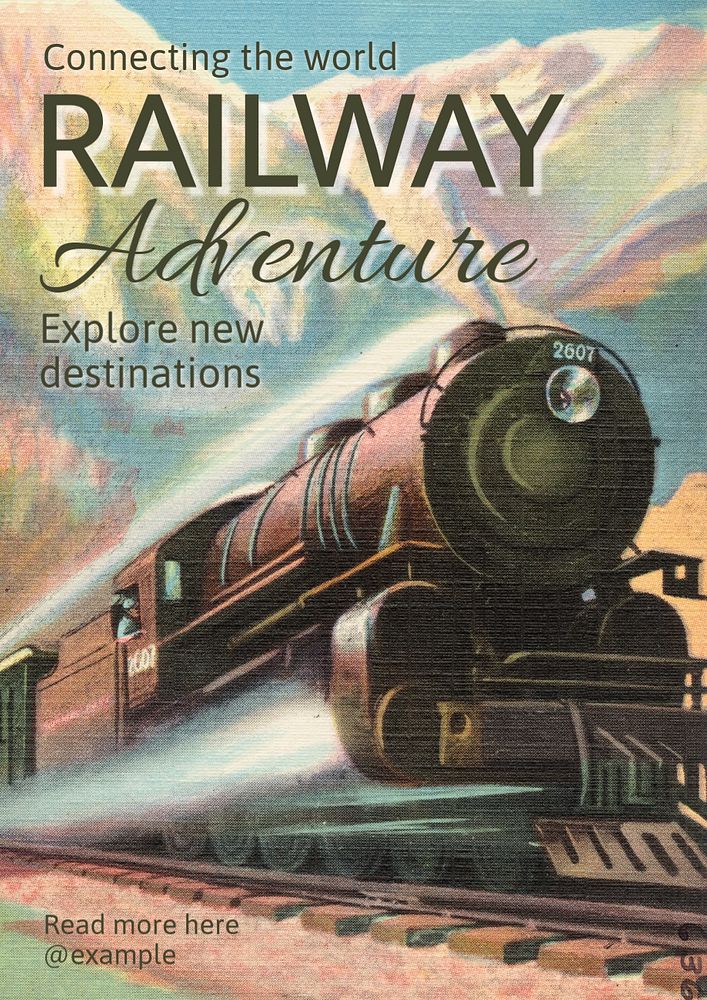 Railway poster template, editable text and design