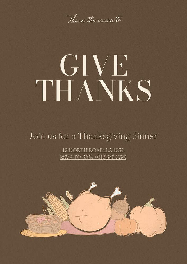 Thanksgiving dinner poster template, editable text and design