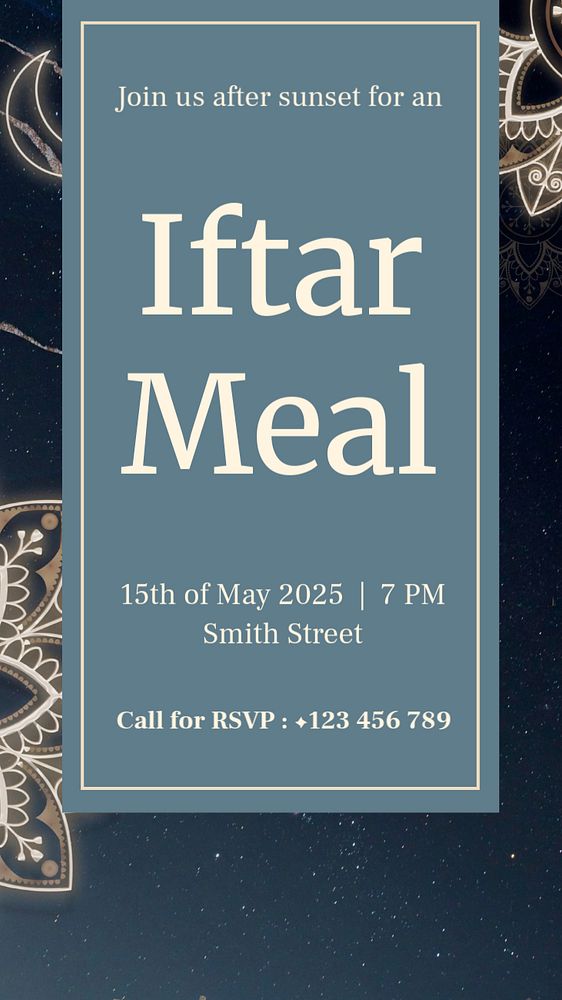 Iftar meal  Instagram story template, editable text