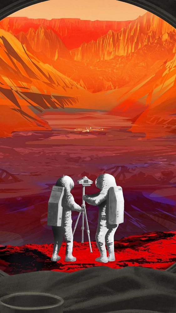 Astronauts taking picture iPhone wallpaper, mars landscape