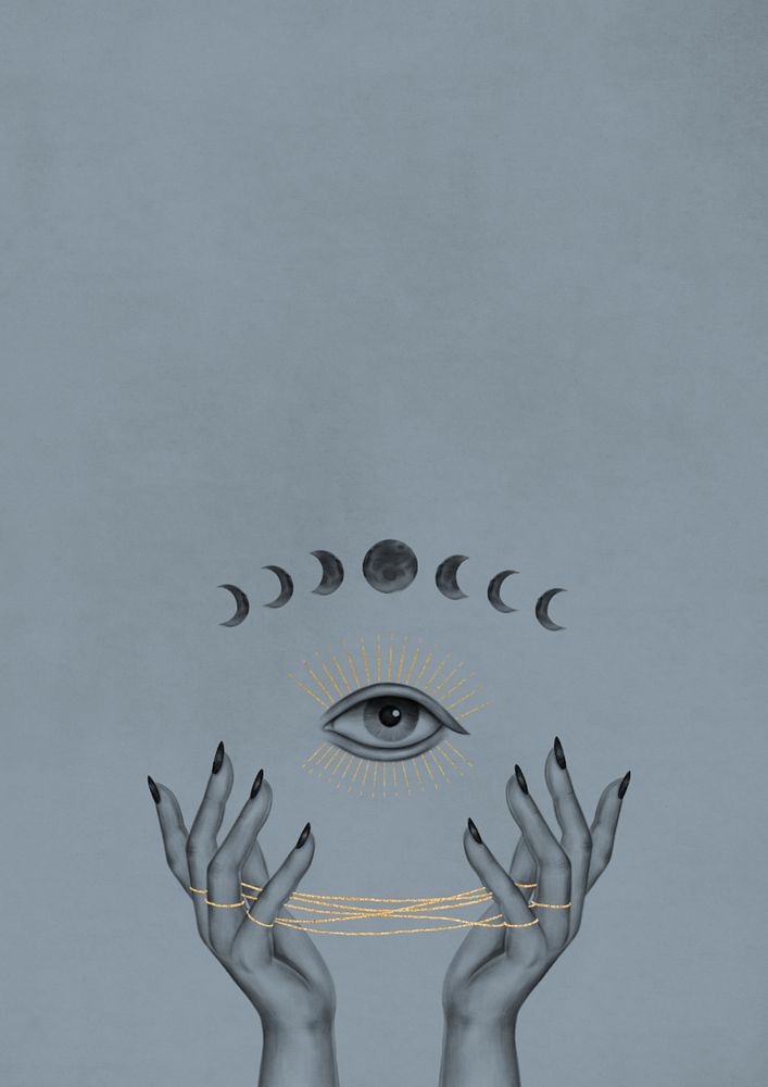 Third eye illustration, blue background, editable design