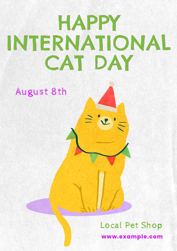 Cat day  poster template, editable text and design