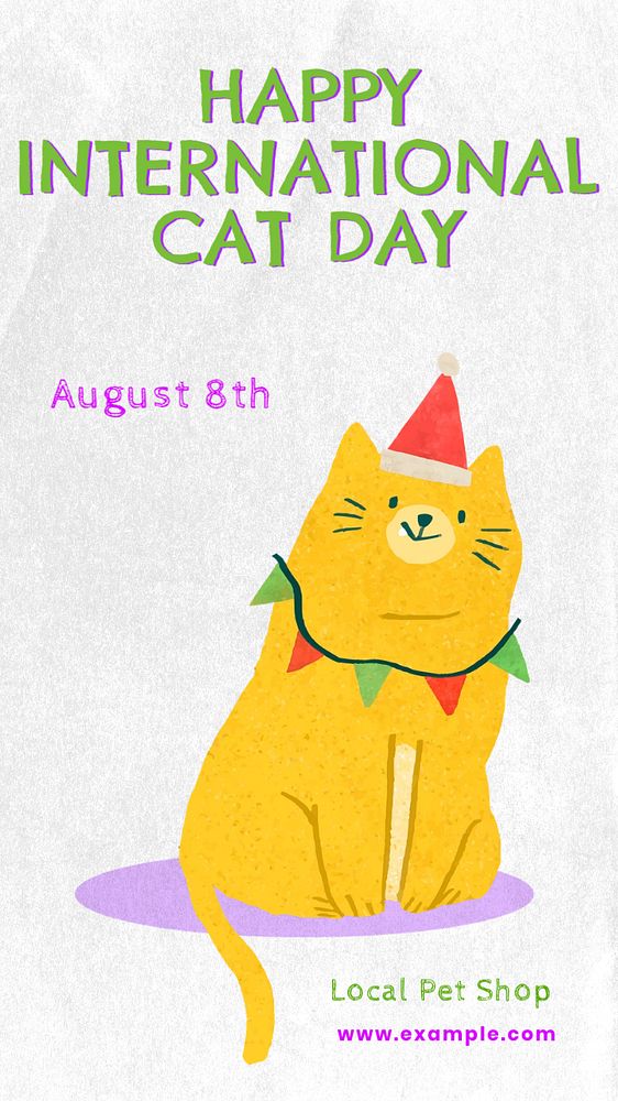 Cat day  Instagram story template, editable text