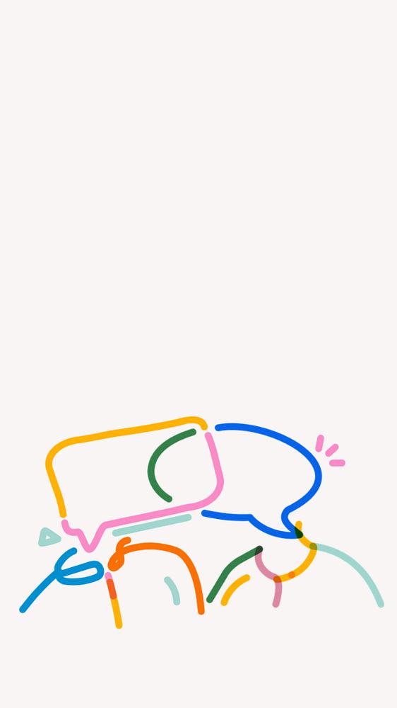 Speech bubble doodle, white iPhone wallpaper, editable design