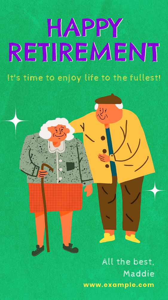 Happy retirement  Instagram story template, editable text