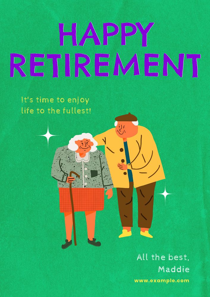 Happy retirement  poster template, editable text and design