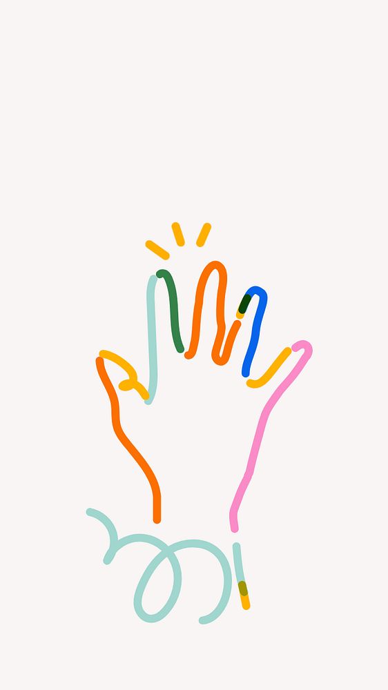 Raised hand doodle, white iPhone wallpaper, editable design