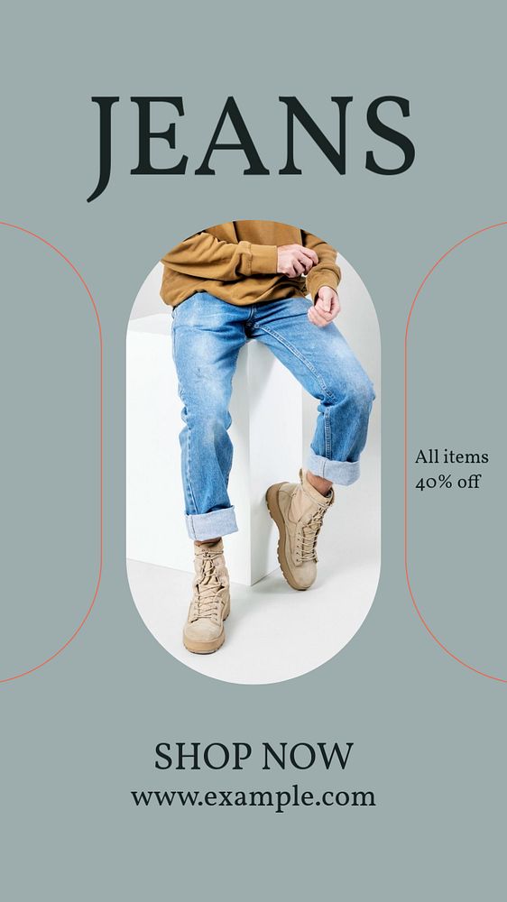 Jeans, fashion sale Instagram story template, editable text