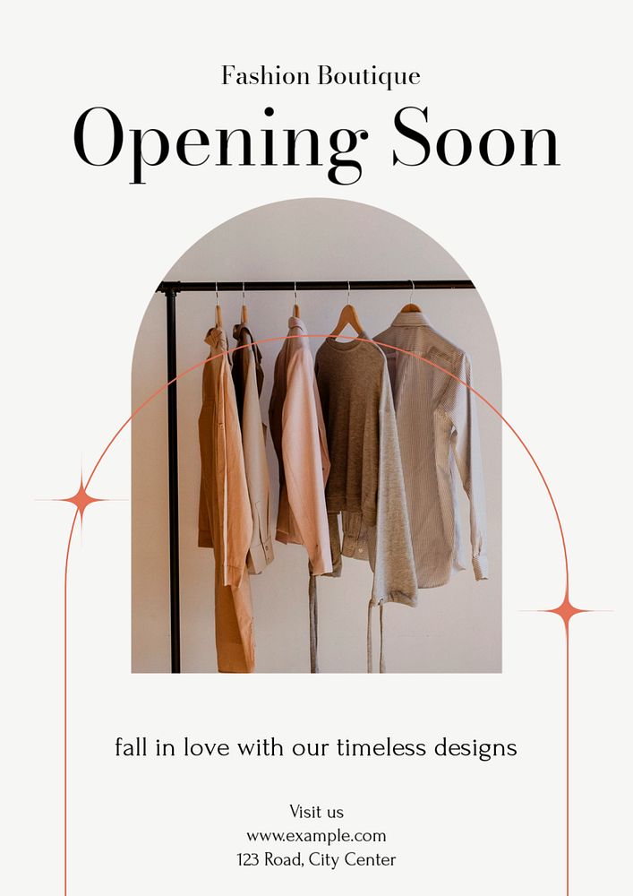 Opening soon poster template, editable text and design