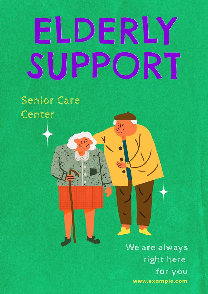 Elderly support  poster template, editable text and design