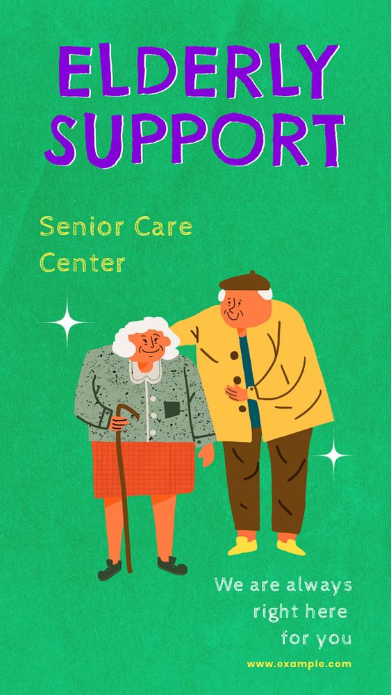 Elderly support  Instagram story template, editable text