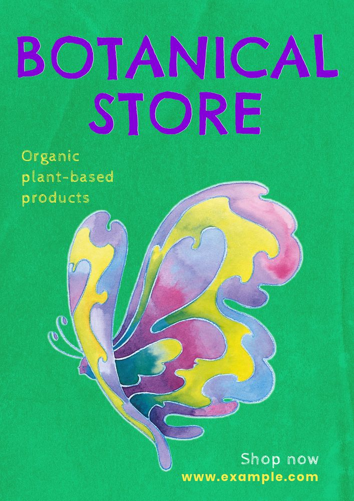 Botanical store  poster template, editable text and design