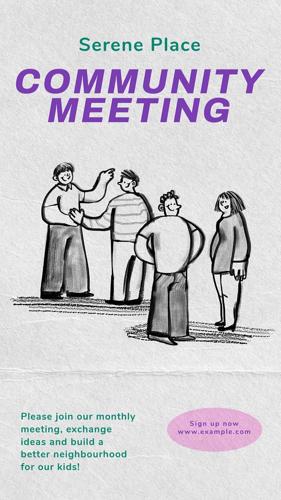 Community meeting  Instagram story template, editable text