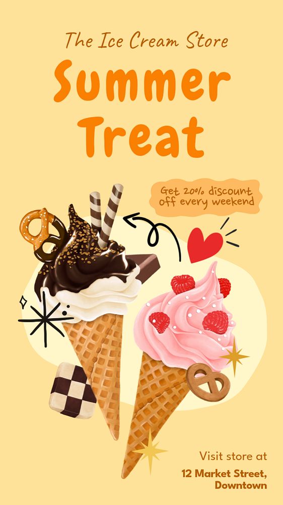 Summer treat Instagram story template, editable text