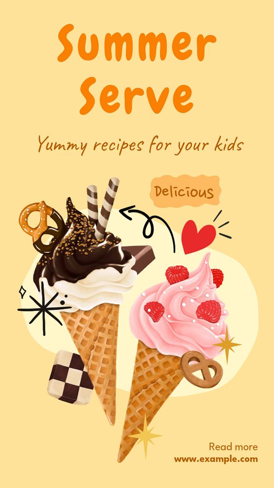 Summer recipe Instagram story template, editable text