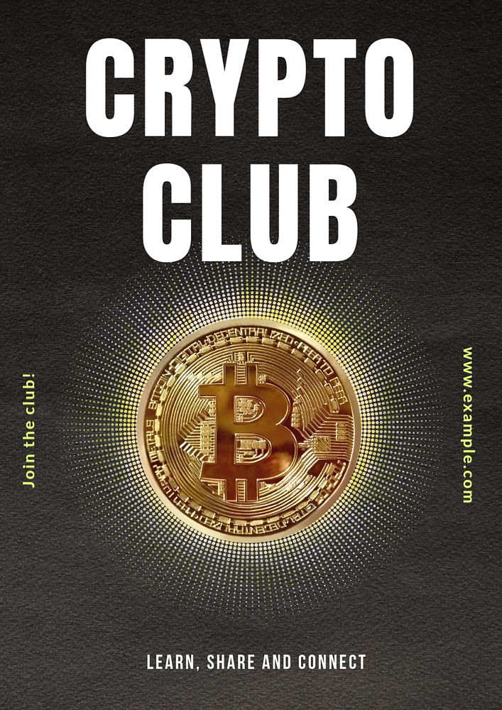 Crypto club  poster template, editable text and design