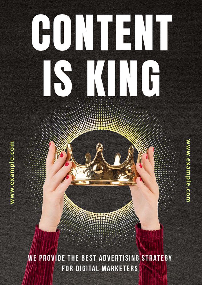 Content is king  poster template, editable text and design