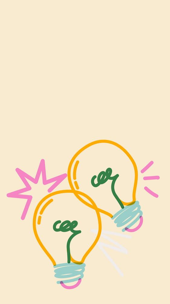 Light bulbs doodle, yellow iPhone wallpaper, editable design