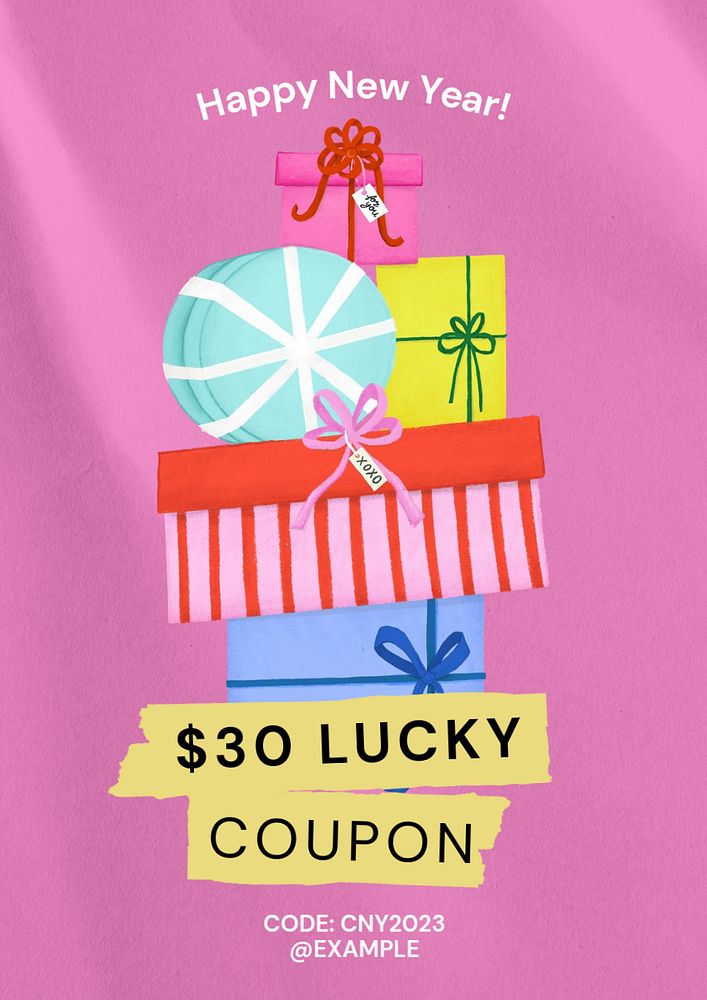 Lucky coupon  poster template, editable text and design