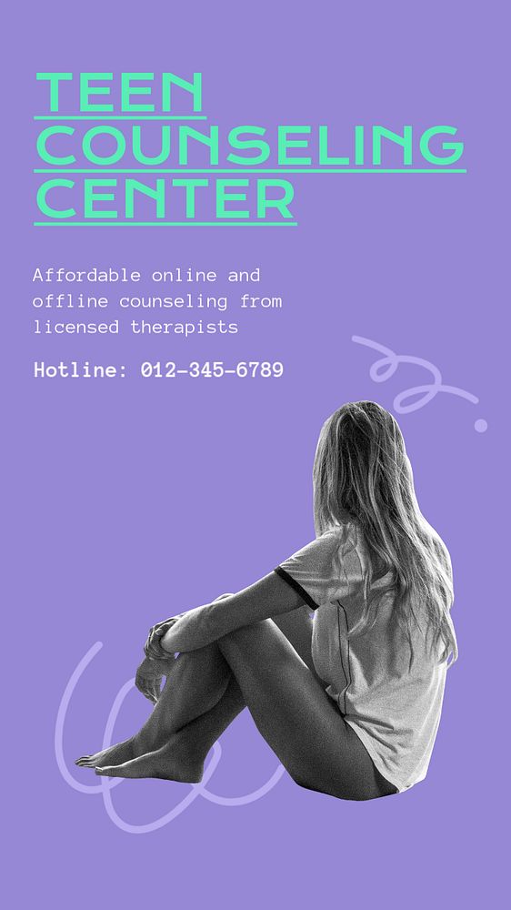 Teen counseling center  Instagram story template, editable text