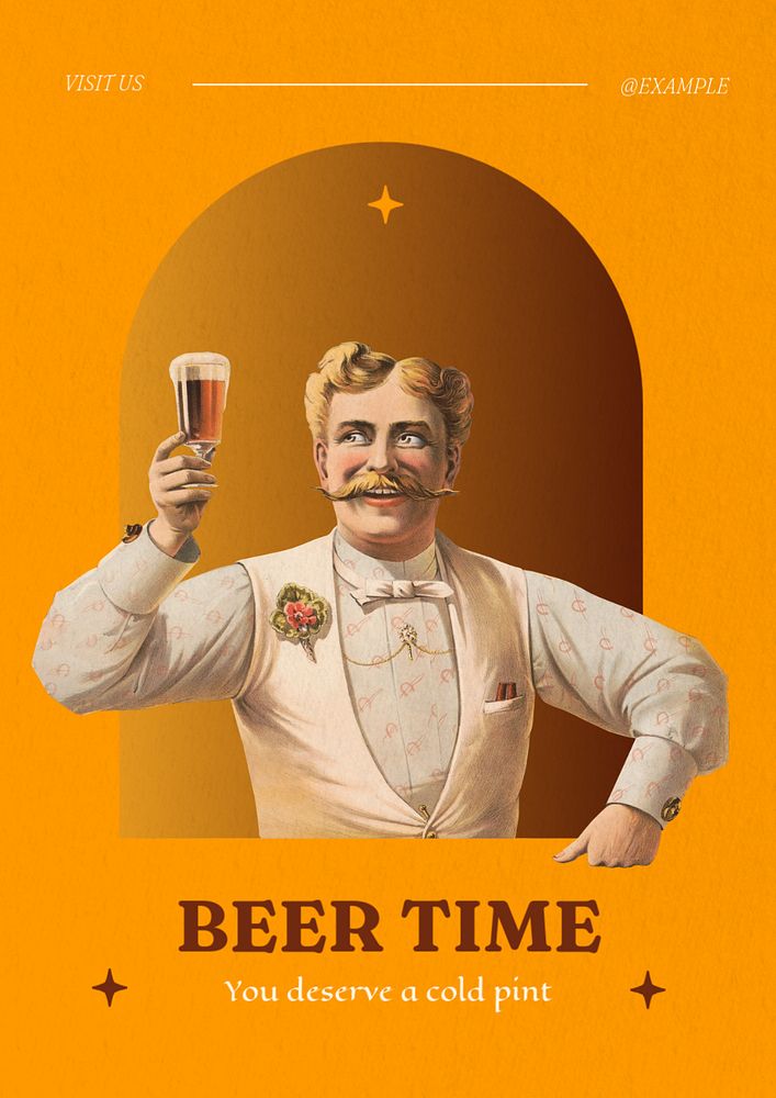 Beer time poster template, editable text and design