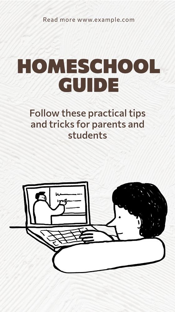 Homeschool guide Instagram story template, editable text