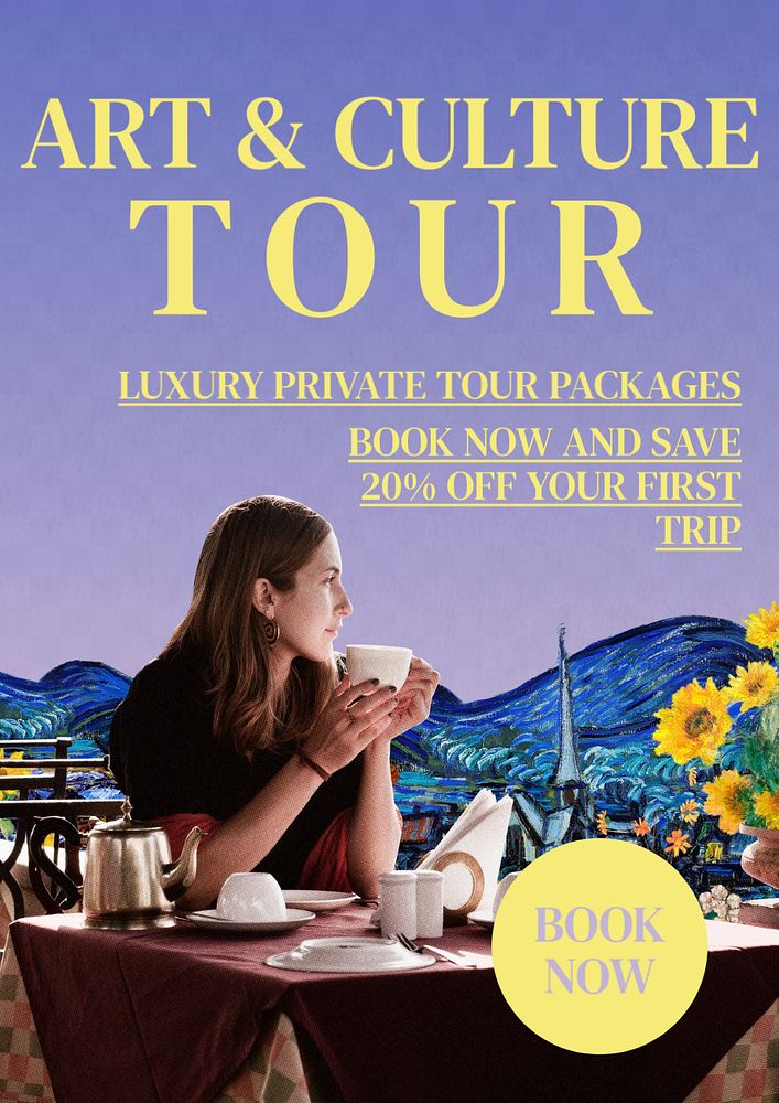 Art & culture tour poster template, editable text and design