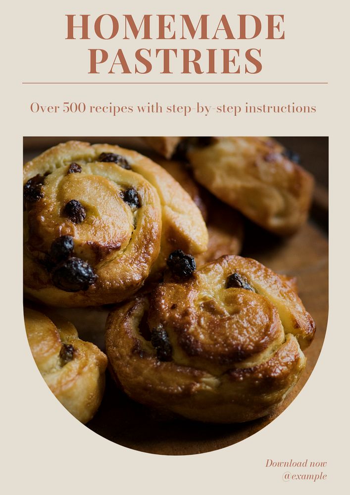 Homemade pastries poster template, editable text and design