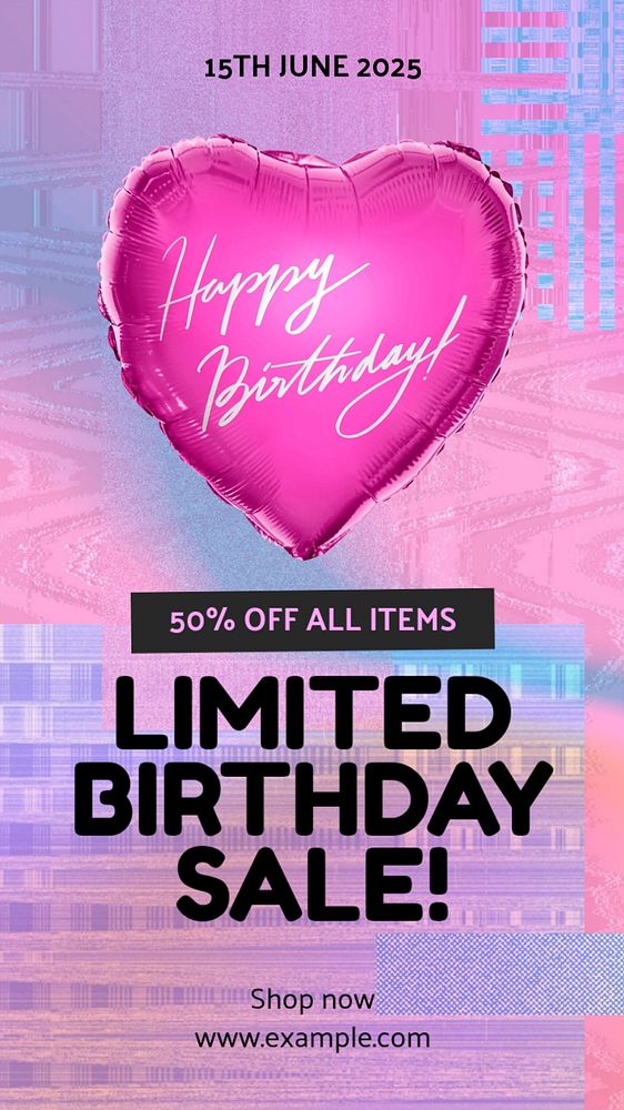 Birthday sale  Instagram story template, editable text