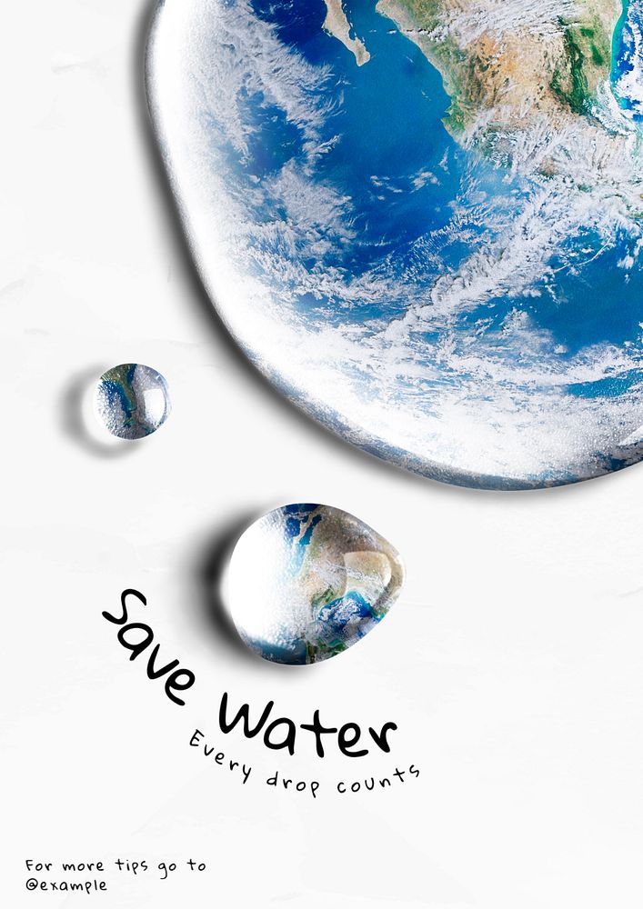 Save water poster template, editable text and design