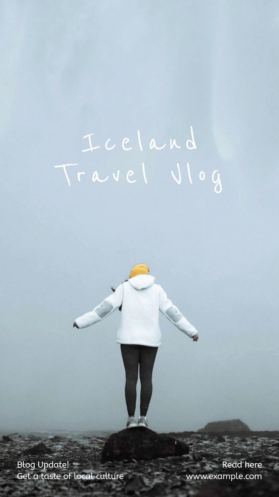 Iceland travel vlog Instagram story template, editable text