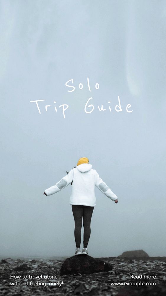 Solo trip Instagram story template, editable text