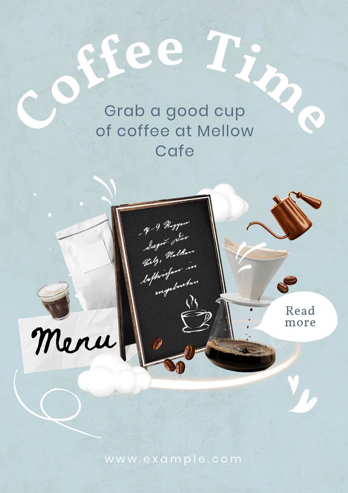 Coffee time poster template, editable text and design