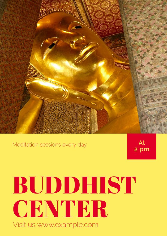 Buddhist center poster template, editable text and design