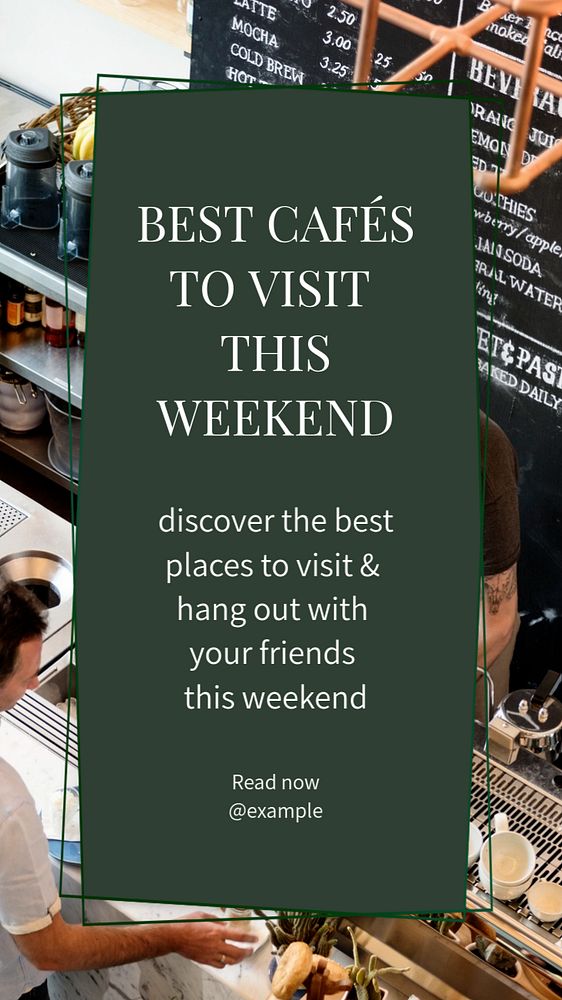 Weekend cafes Instagram story template, editable text