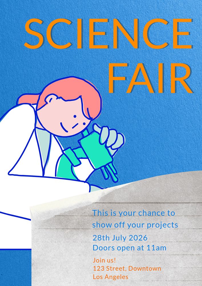 Science fair  poster template, editable text and design