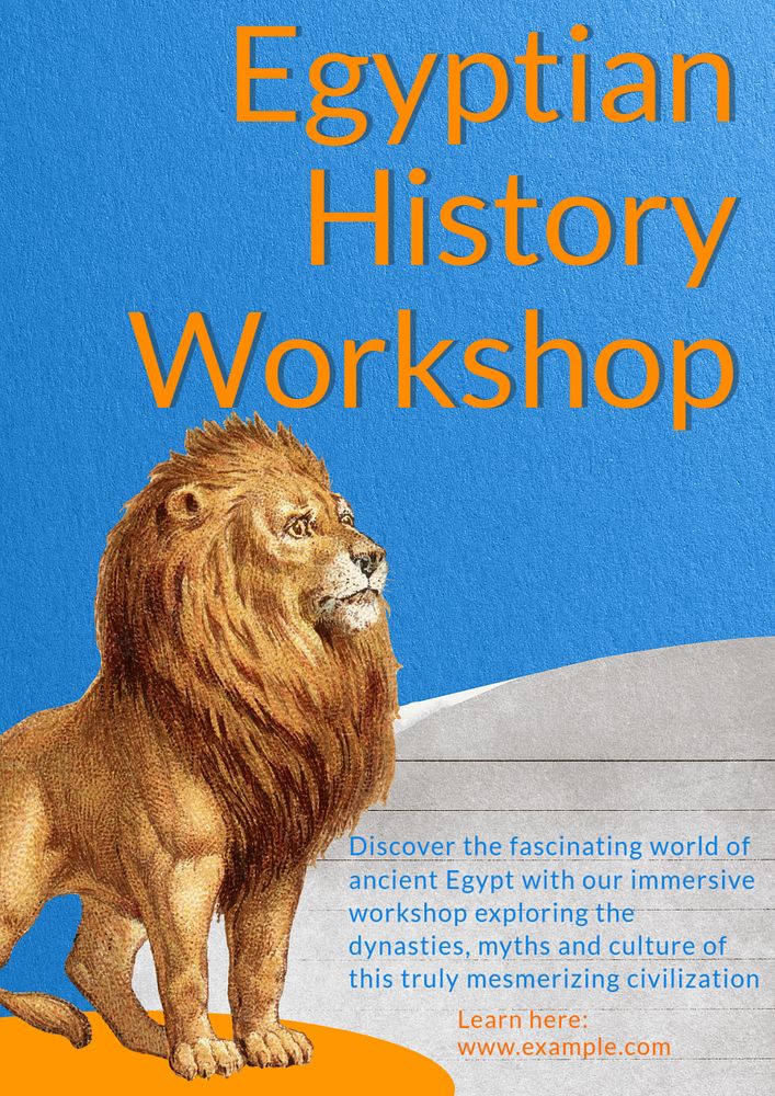 Egyptian history workshop  poster template, editable text and design