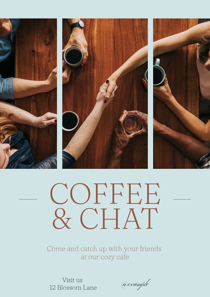 Coffee & chat poster template, editable text and design