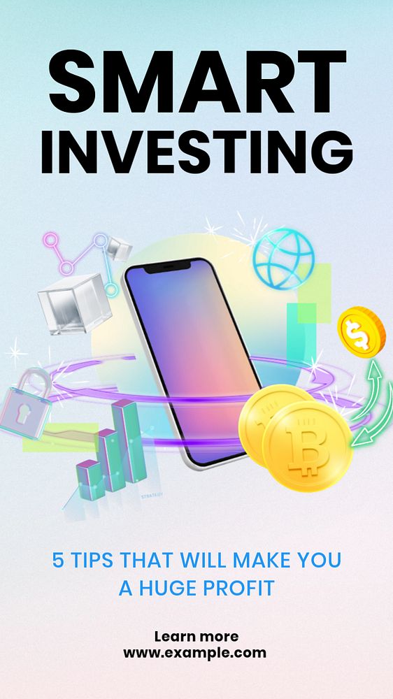 Smart investing Instagram story template, editable text