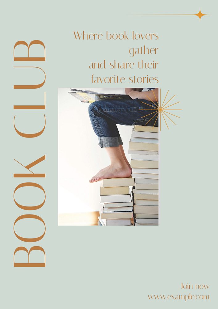 Book club poster template, editable text and design