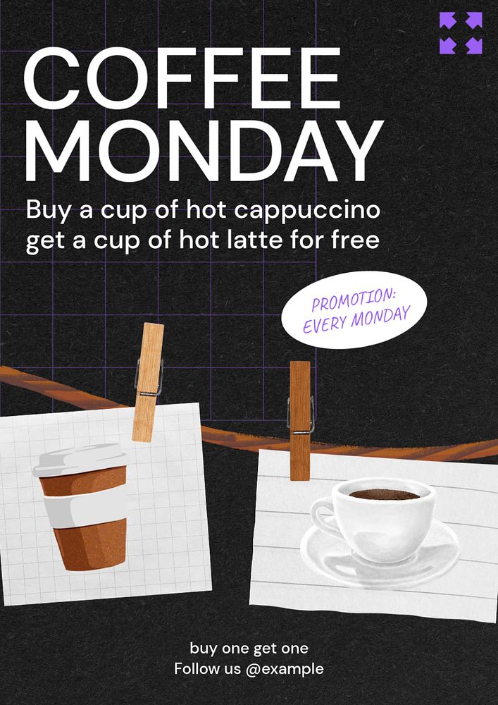 Coffee Monday poster template, editable text and design