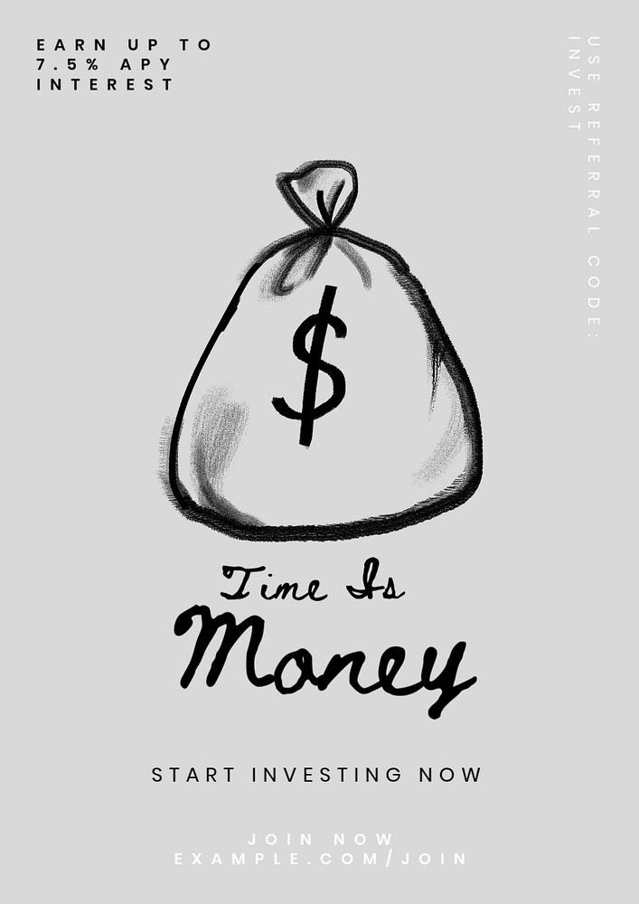 Time is money poster template, editable text and design