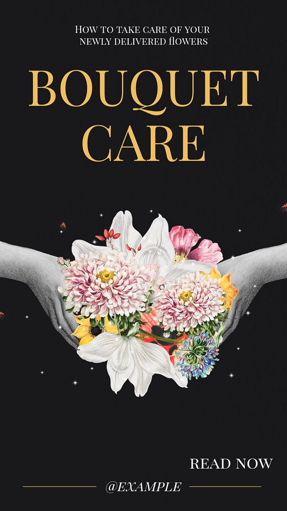 Bouquet care  Instagram story template, editable text