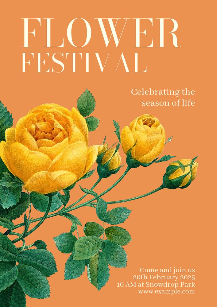 Flower festival  poster template, editable text and design