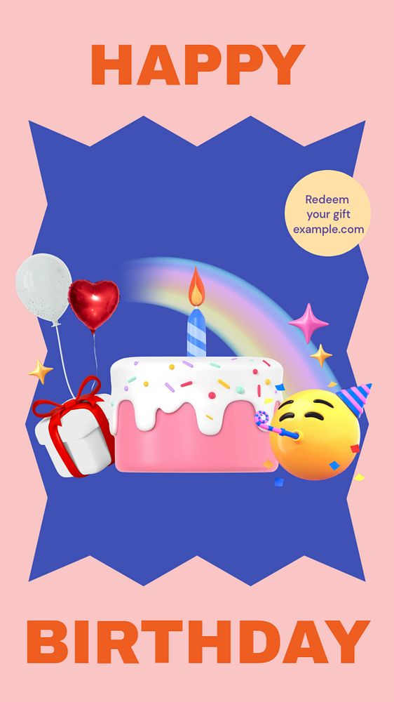 Happy birthday  Instagram story template, editable text