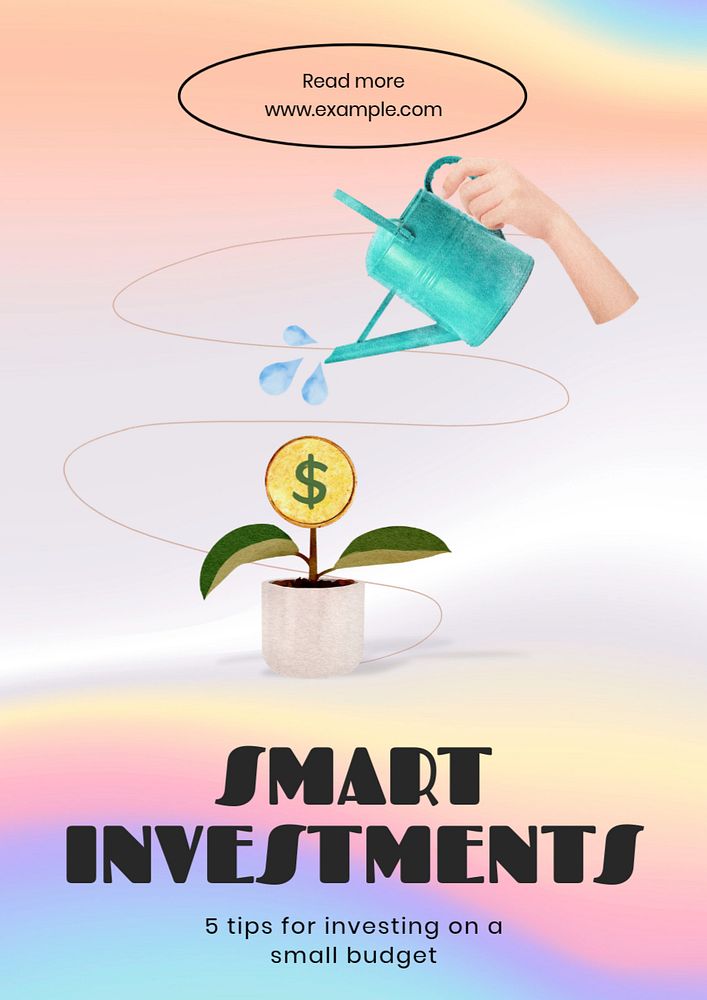 Smart investing poster template, editable text and design