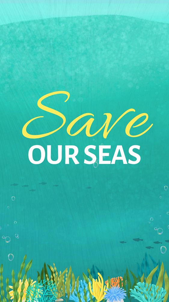 Save our seas Instagram story template, editable text