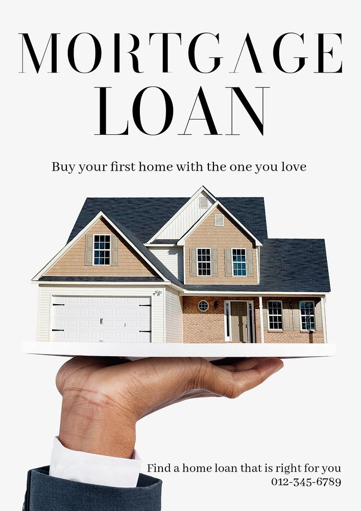 Mortgage loan  poster template, editable text and design