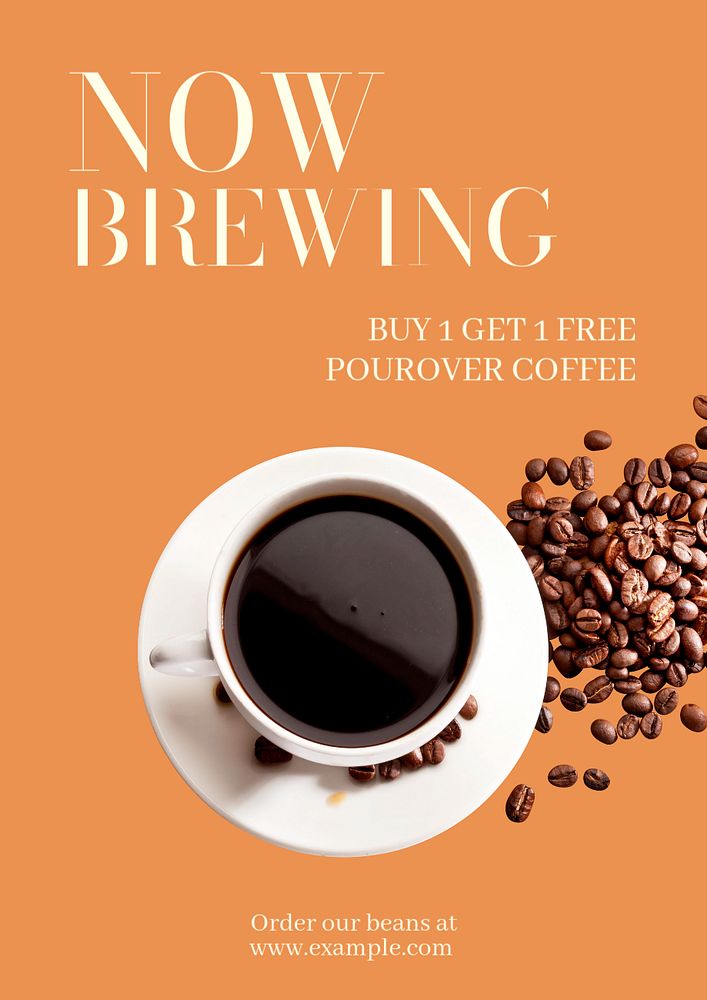 Now brewing  poster template, editable text and design