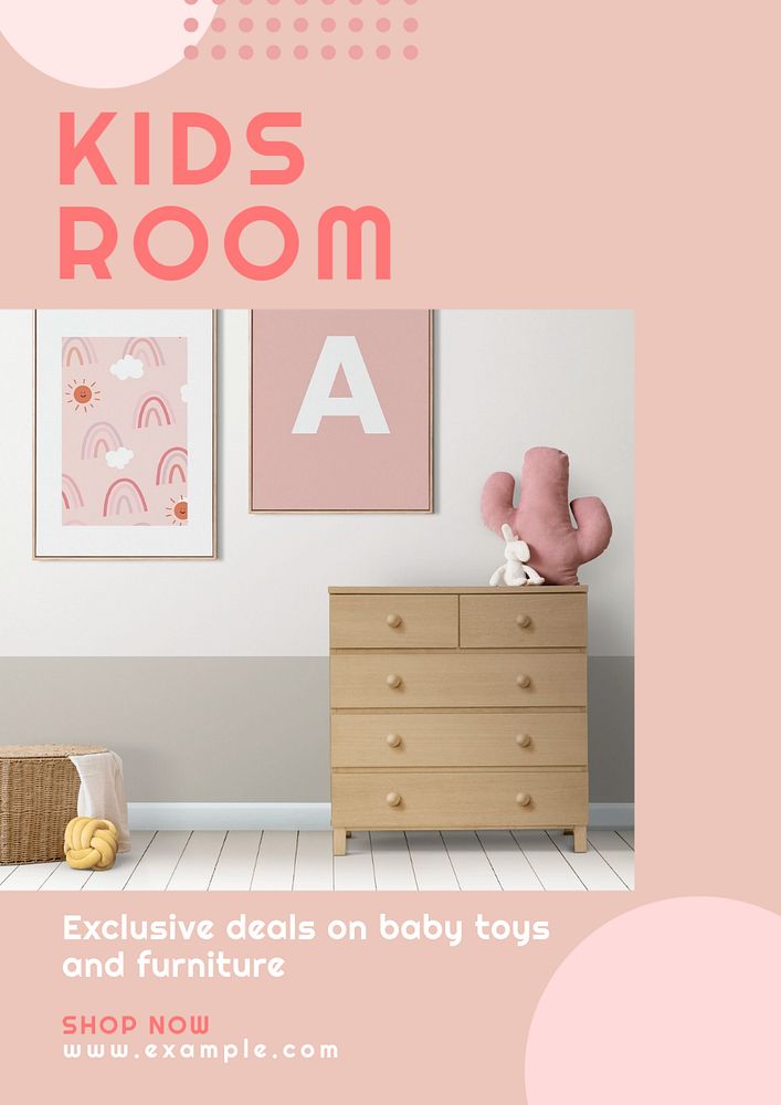 Kid's room poster template, editable text and design